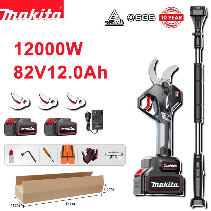 【Poste de extensión de 1,5-5 m】Motor sin escobillas de 12000 W (autonomía de 24 horas) + 2 baterías de 78 V 12 Ah + 3 cuchillas de aleación SK9 + cargador + pantalla LED de potencia + caja de herramientas + lubricante + gafas protectoras